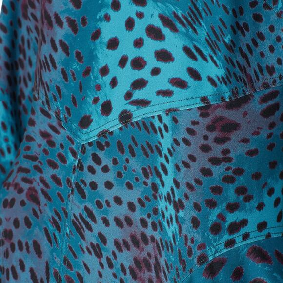 Natori Leopard Fit Flare Midi Dress Teal MEDIUM Career Modest Animal Print $398 - Picture 5 of 11